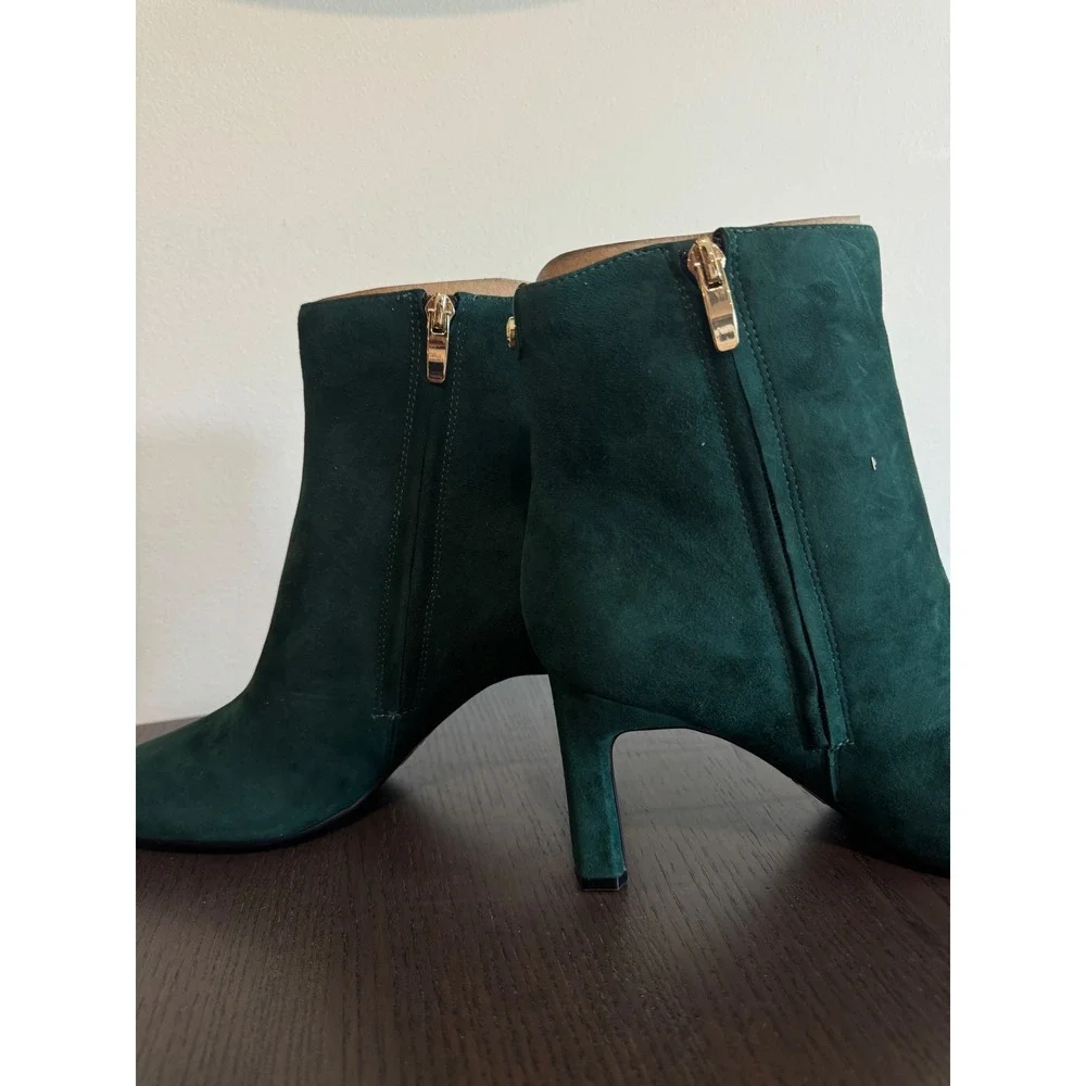 Nine West Nance9x9 Ankle Boots Women 6.5 M Dark Green Suede Stiletto Heel